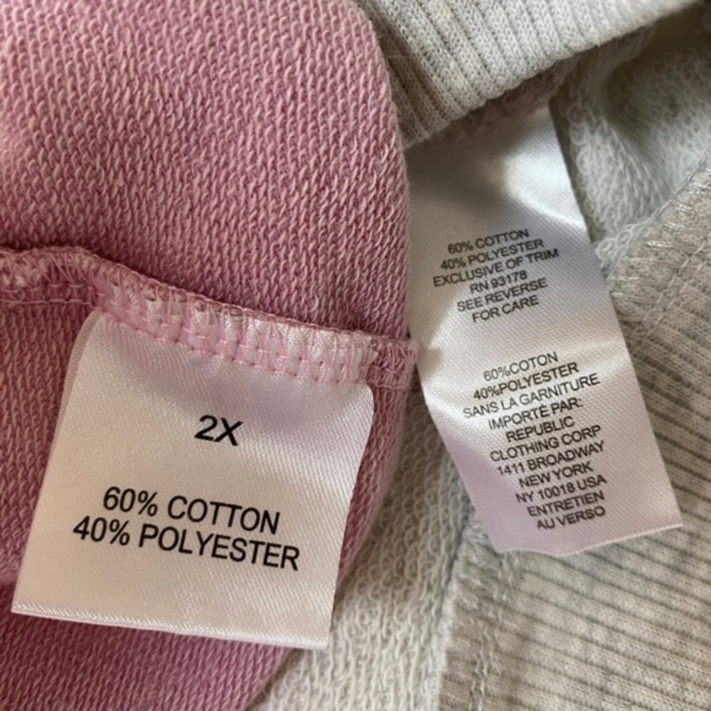 Set of 2 Embroidered Puff Sleeve Knit Tops Women 2X Heather Gray Pink Rose NWT - Picture 6 of 9